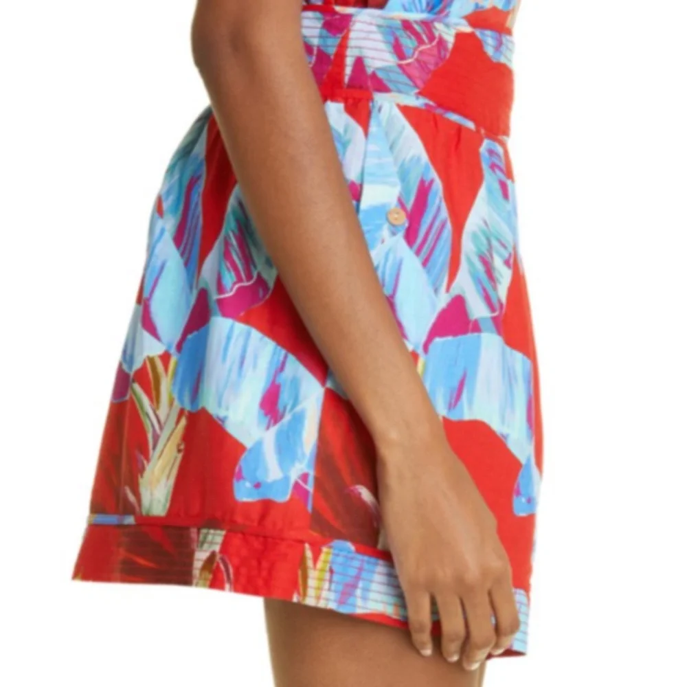 Women’s FARM Rio Sweet Jungle High Waist Linen Shorts-Ananas Red  sz small NWT - Picture 2 of 5